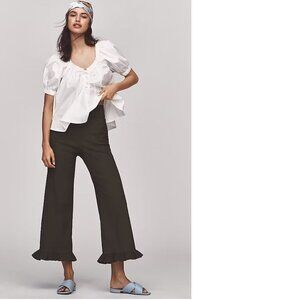 Anthropologie The Colette Magic Fabric Ruffle-Hem Crop Wide-Leg Pants by Maeve